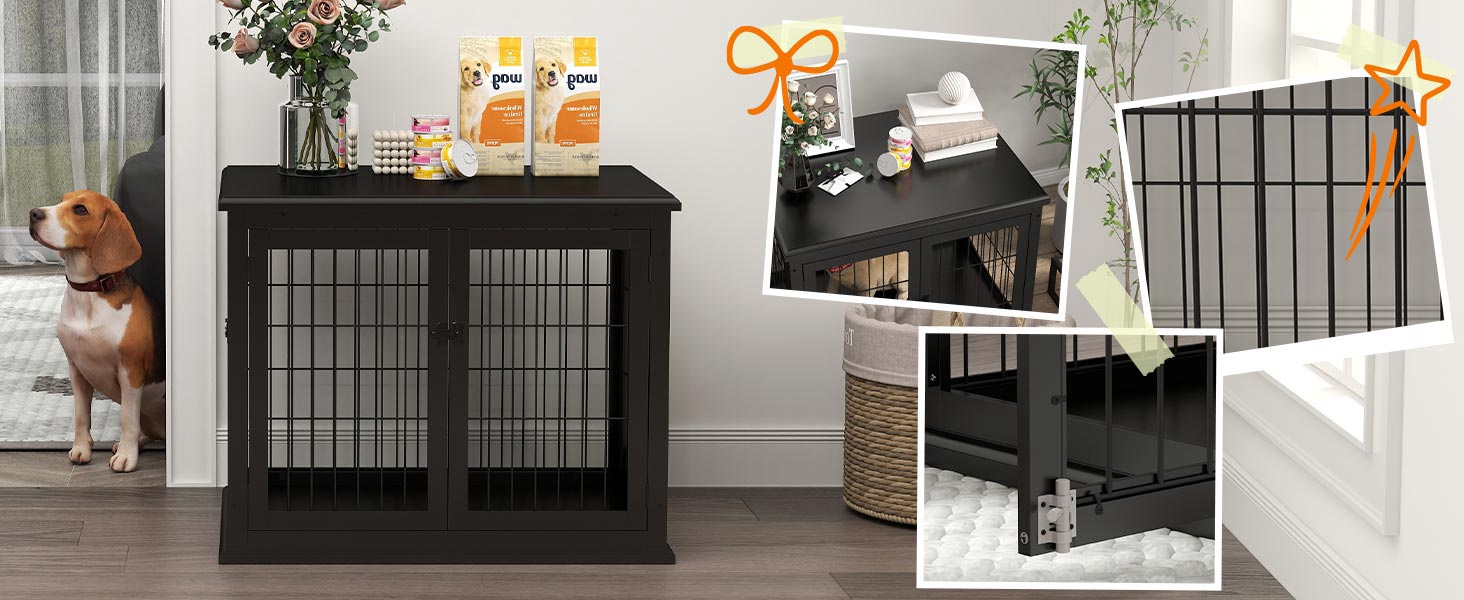 Клітка для собак PawHut, собача будка з 2 входами, замикається, для маленьких собак, 58,5 x 81 x 66 см (Чорний)