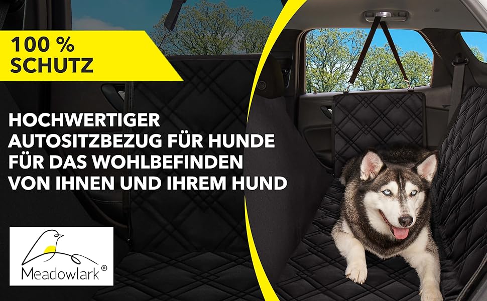 Meadowlark® Автомобільна підстилка для собак - водовідштовхувальна, повна комплектація, з сітковим віконцем, захист від шерсті, бруду та подряпин. Включає 2 чохли на підголівники. Розмір XL (152.5 x 162.5 см), чорний