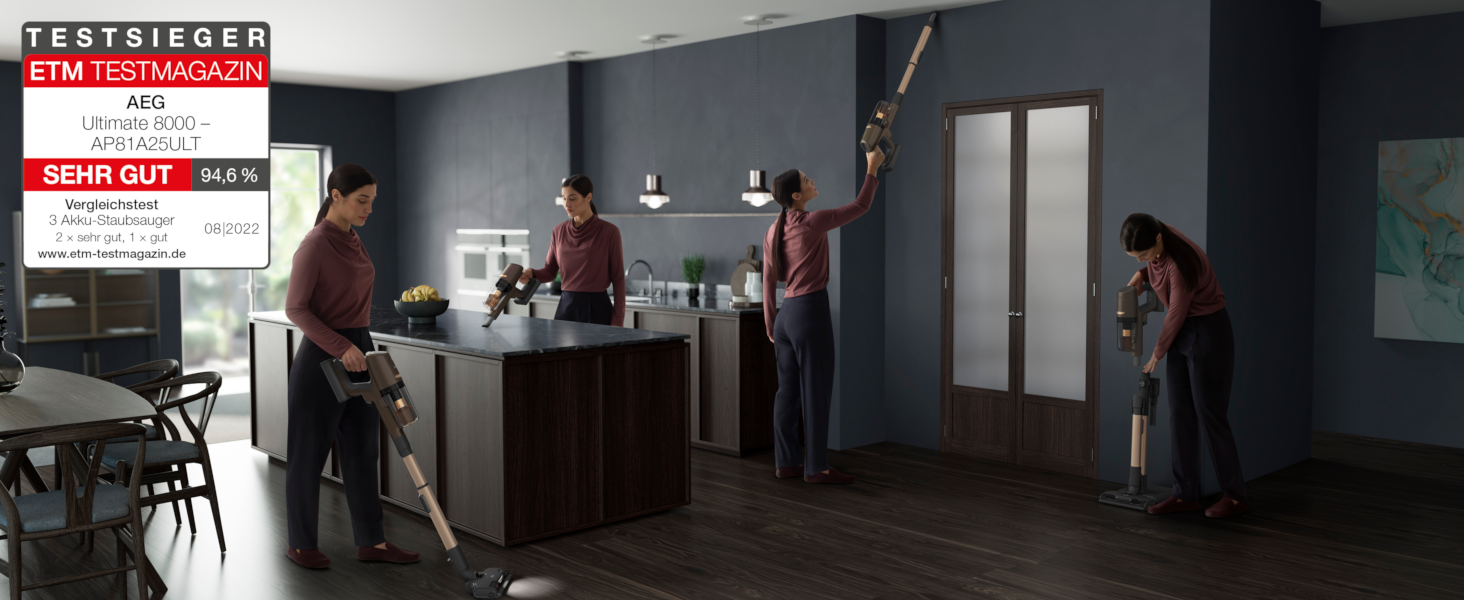 Пылесос AEG ANIMAL 8000 AP81AB25UG: аккумуляторный, 5-ступенчатая фильтрация, цифровая индикация, мульти-насадки для разных поверхностей, включая насадку для шерсти животных