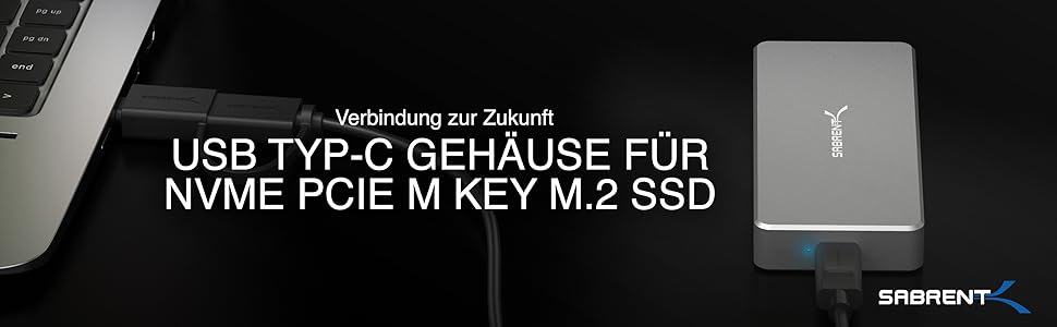 Корпус для NVMe SSD Sabrent з адаптером m.2 SATA, USB C 3.2 Gen 2 (10 Гбіт/с), з кулером