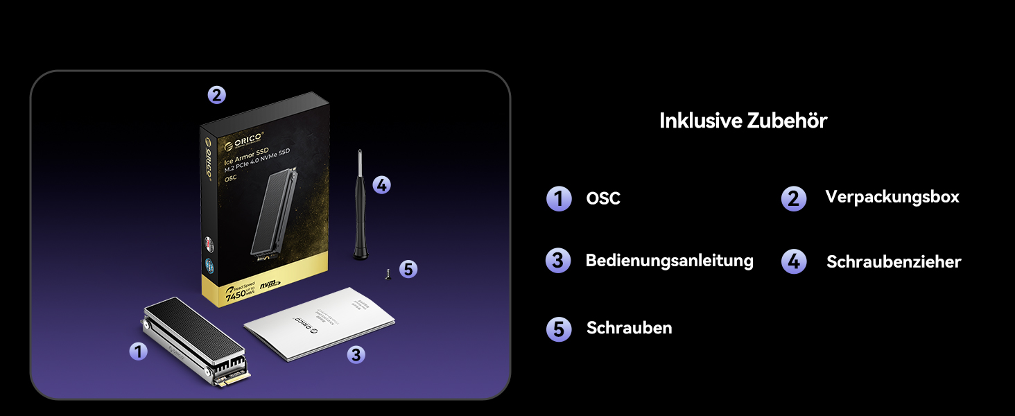 SSD Orico IG740PRO 4TB PCIe 4.0 NVMe M.2 - Швидкість до 7100 МБ/с, 3D NAND TLC, з радіатором для ПК, ноутбука та PS5