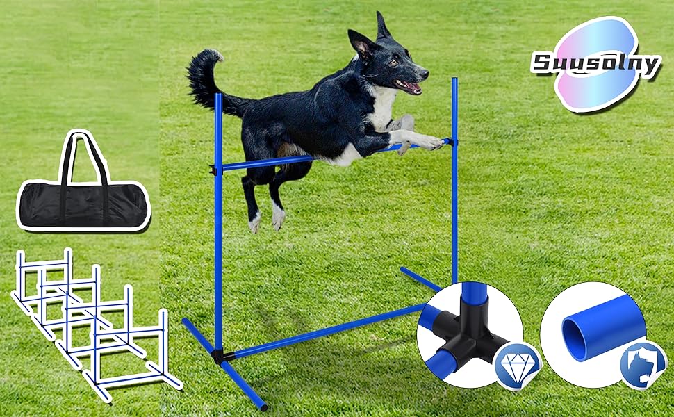 Набір для аджиліті для собак Grün 4X Hurden: набір шлагбаумів, регульована висота, 104x70x101 см (блакитний)