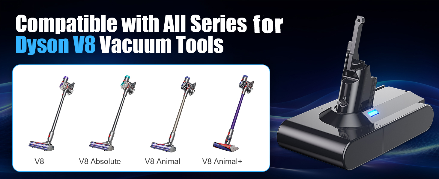 Акумулятор V8 6000mAh Powtree для пилососа Dyson SV10 (2 фільтри + викрутка + 3 шурупи + щітка)