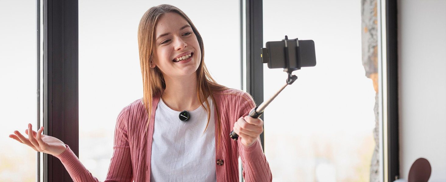 NearStream Бездротовий петличний мікрофон для iPhone/Android, AWM25T, Lightning/USB-C, шумозаглушення, 24 години роботи, для стрімінгу, влогів, подкастів