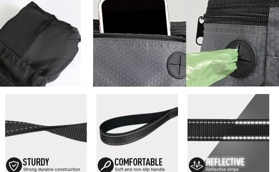 Водонепроникна сумка для ласощів для собак Hanwell з інтегрованим дозатором пакетів для екскрементів, сумка для дресирування собак на стегні та на плечі, чорна