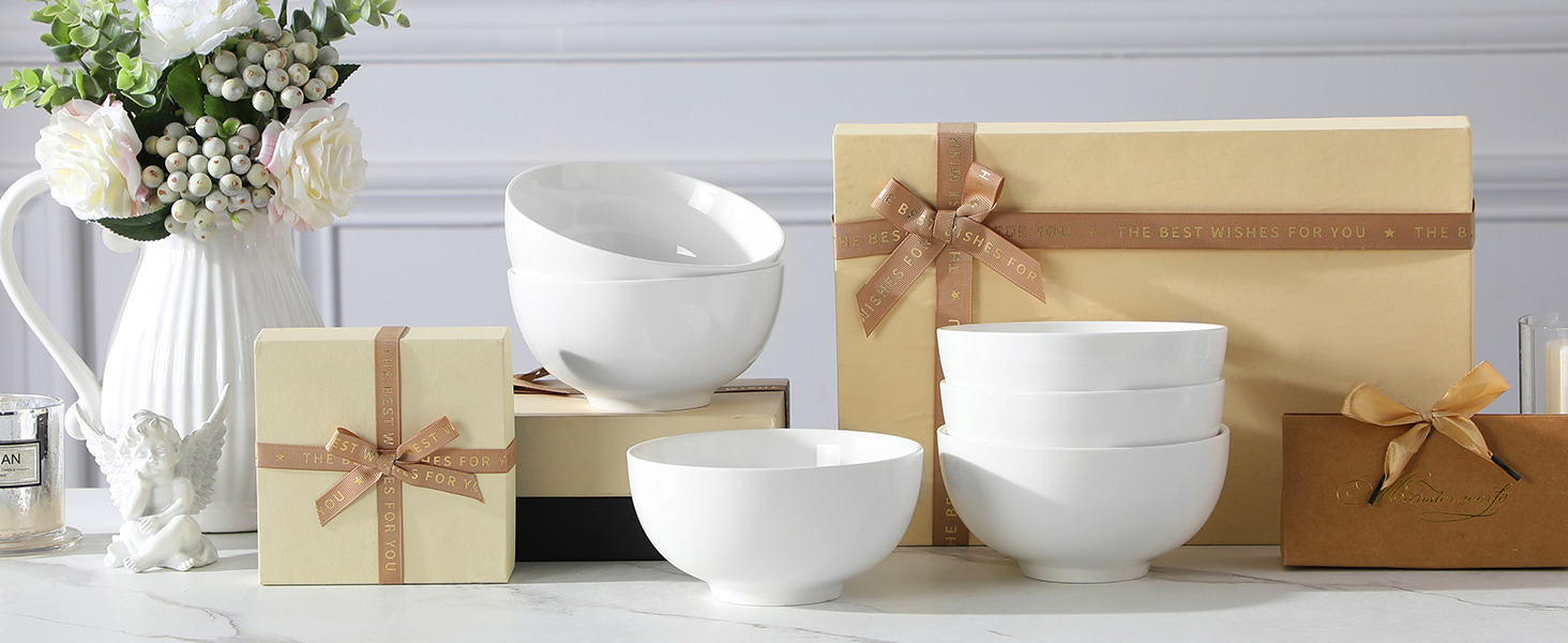 Набір мисок MALACASA, 8 шт., 420 мл, порцеляна. Ідеально для супу, салату, десерту, рамену та фруктів. Розмір 12,8x12,8x6,5 см