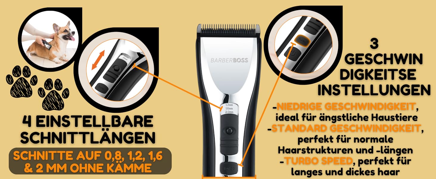 Професійний собачий триммер BarberBoss QR-9086 для густого волосся: набір для грумінгу собак та котів, бездротовий, тихий