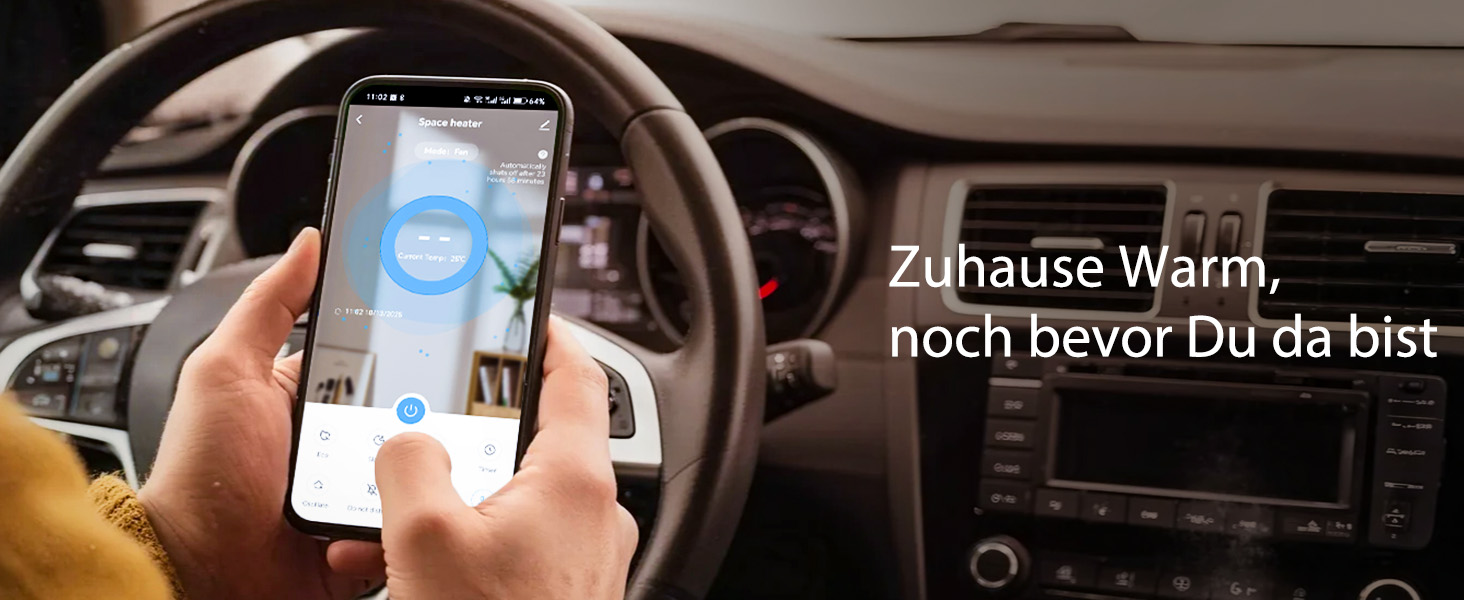 Розумний обігрівач з функцією охолодження, 1800W, WiFi, керування через додаток/Alexa/Google Assistant, для дому, офісу, спальні, чорний