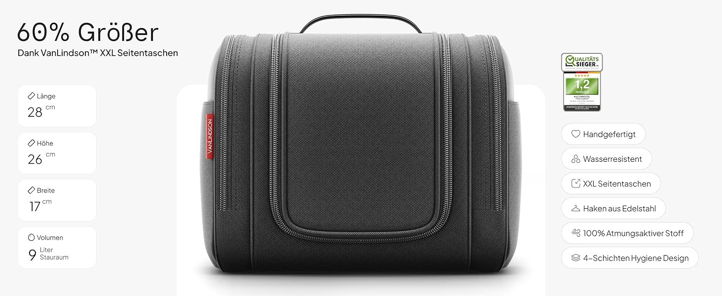 Чоловіча/Жіноча/Дитяча косметичка-органайзер XXL, 9 літрів, 3-в-1, водонепроникна, чорна