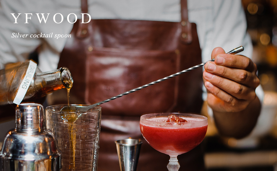 Якісний барний мішальний ложка YFWOOD з нержавіючої сталі, довгий руків'я, для коктейлів, бармени, спіральний дизайн, срібний колір