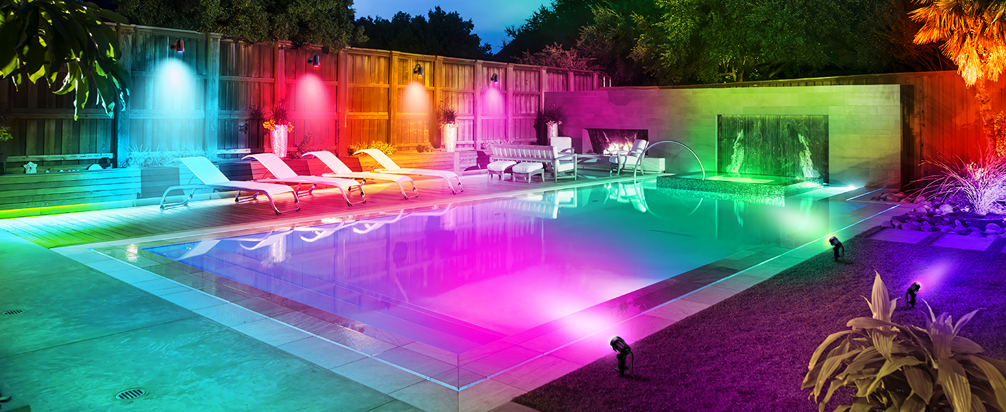 MEIKEE RGB Garden Lighting with Remote Control - 10 Colors, 30 Dynamic Modes, IP66 Waterproof, Timing Function, 8 Pack with EU Plug