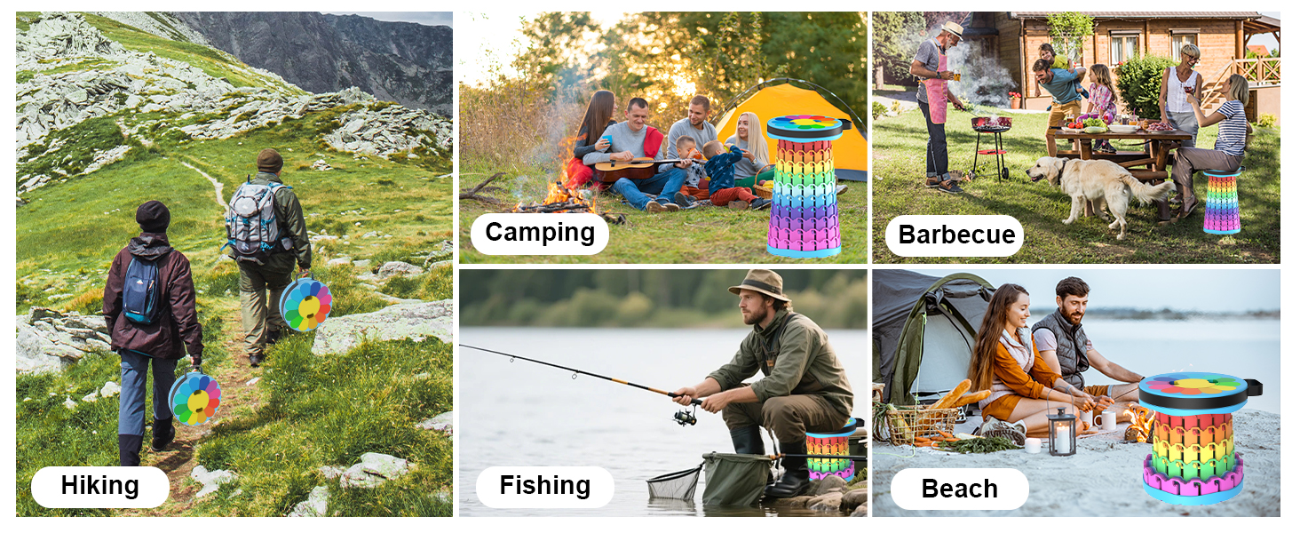 Тeleskopний складаний стілець для кемпінгу, риболовлі, подорожей та відпочинку на природі. Міцний, з вагою до 280 кг, колір: сонячно-зелений (26x26x46 см)