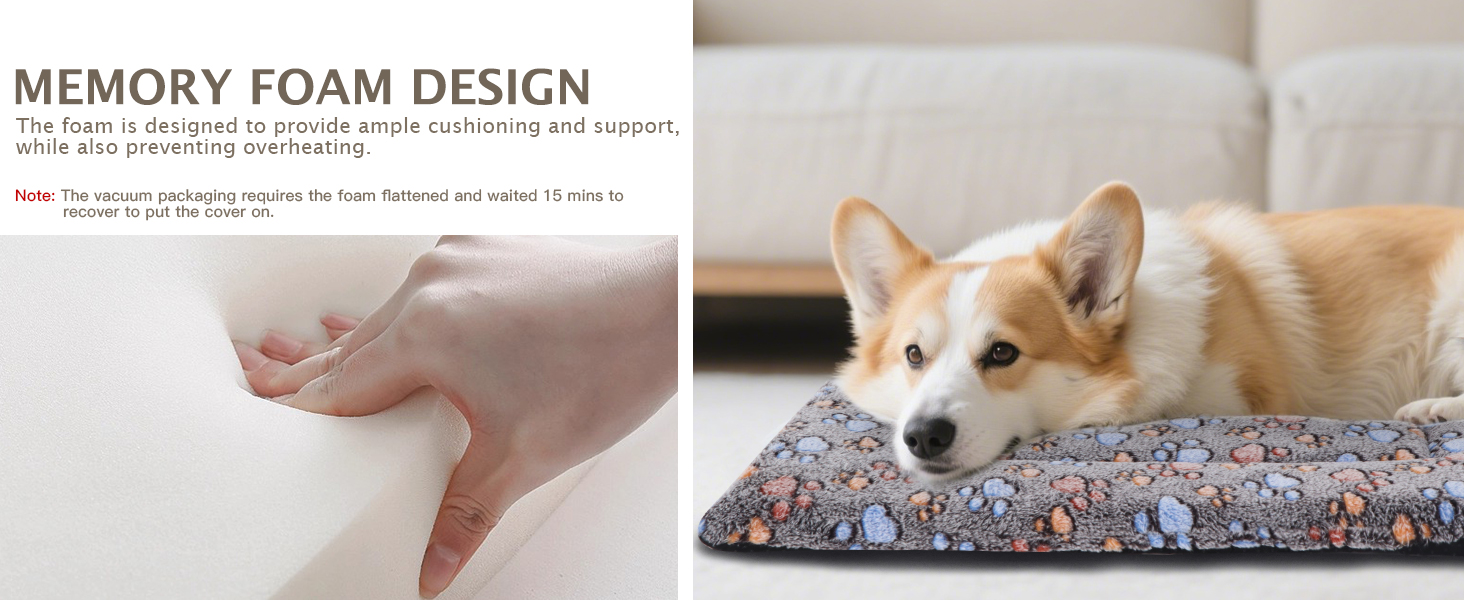 Ортопедичний лежак для собак BVAGSS, миючий килимок, плюшеве ліжко для собак. М'який та теплий лежак для собак маленьких, середніх та великих порід, неслизьке дно. Розмір 60x45 см, колір Кофе Paw. Модель XH083