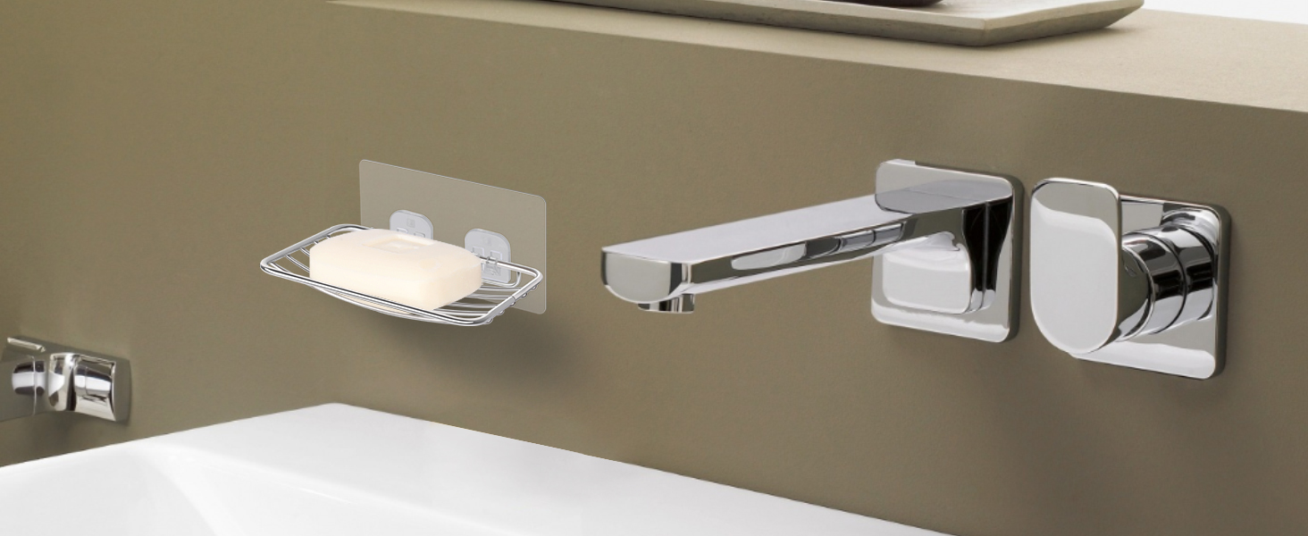 Тримач для мила без свердління Uten, нержавіюча сталь, самоклеючий з 2 гачками, для душу, ванної, кухні (сріблястий)