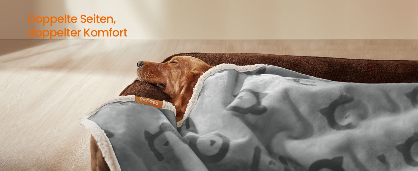 Водонепроникний коврик для собак Feandrea, Sherpa Fleece, 152 x 127 см, XL, сірий. Захист дивану, машинне прання
