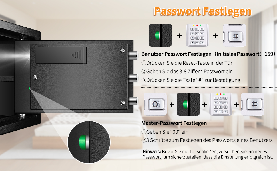 Сейф для дому Safe Tresor 25L вогне- та водостійкий з цифровим кодом, полицею та сигналізацією для цінностей, документів, ліків