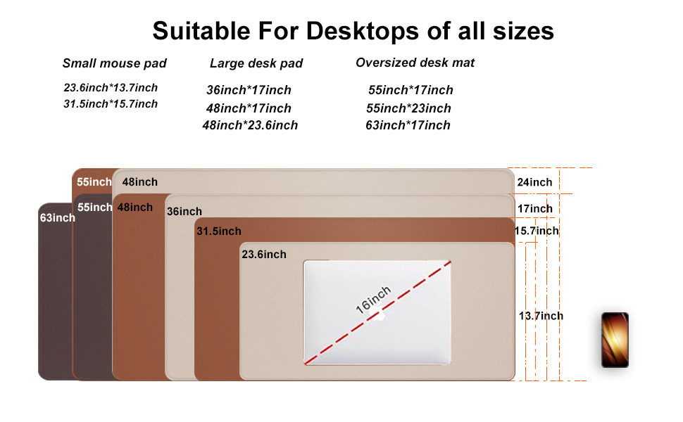 Підкладка на стіл для миші та ноутбука зі шкіри, бежева 90x43 см - захист столу для офісу та дому