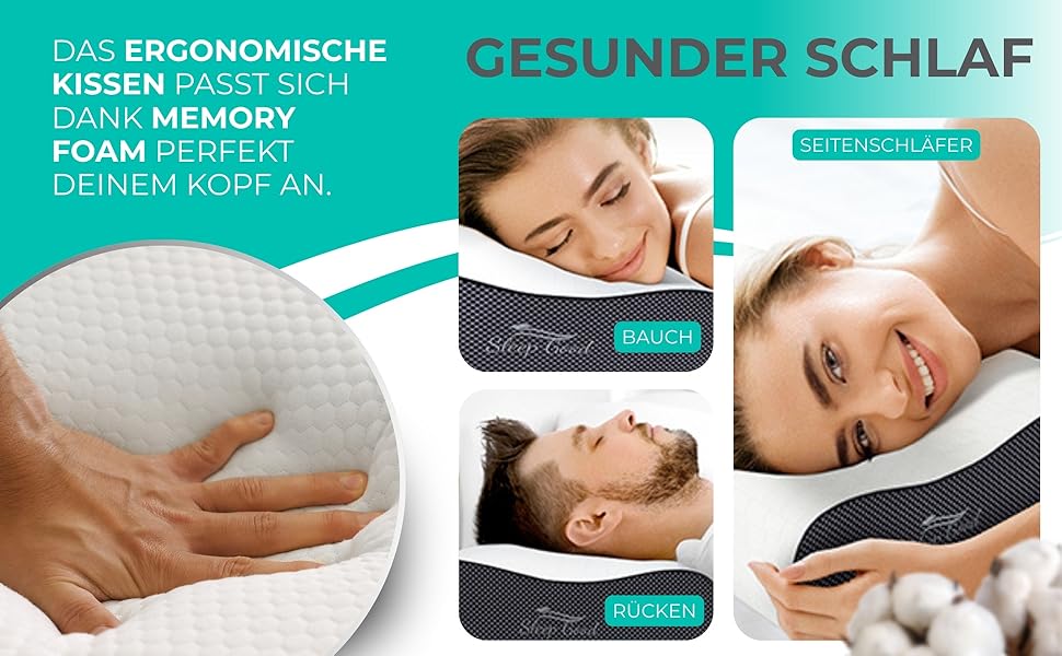 Ортопедична подушка для шиї Sleep Good з безкоштовним чохлом - проти болю в шиї - з піною з пам'яті, регульована висота - подушка для тих, хто спить на боці, сіра