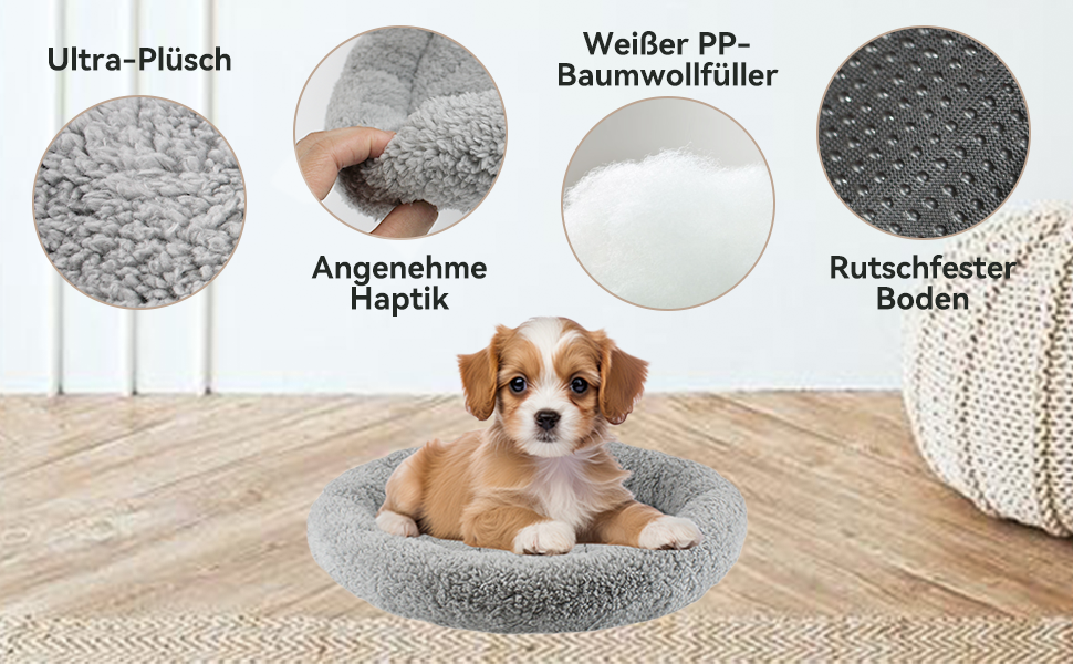 М'яке ліжко для котів та собак Namsan, плюшеве, тепле, 45x60 см, сірий колір