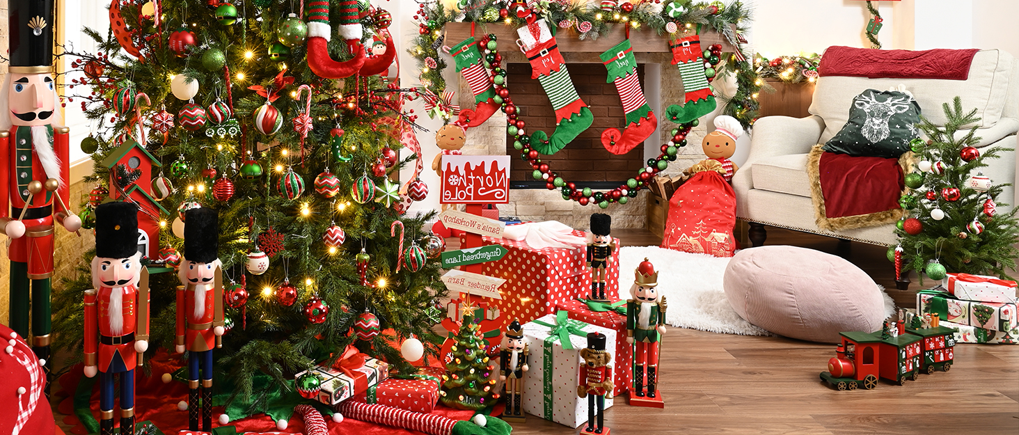 Набір ялинкових прикрас Victor's Workshop 35 шт. 5 см, пластикові кулі, червоно-зелено-білий декор для ялинки