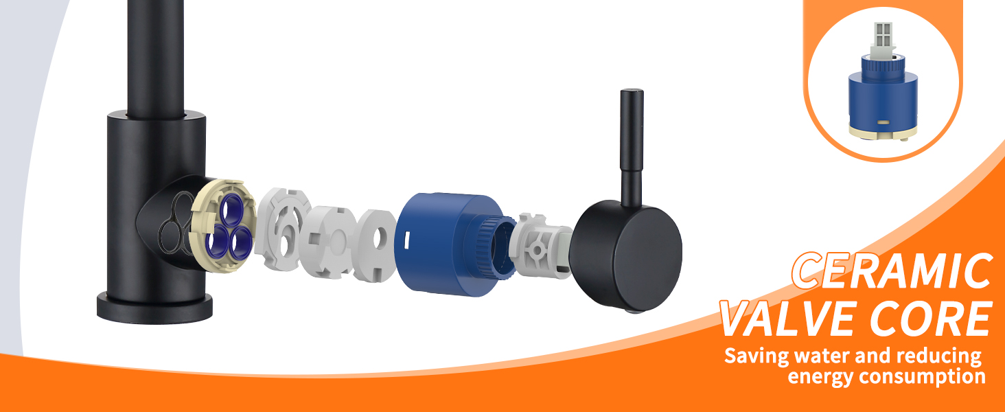 Кран кухонний HOMELODY чорного кольору, 360° поворотний, з високим виливом, з нержавіючої сталі, одноlever, G3/8 з'єднання