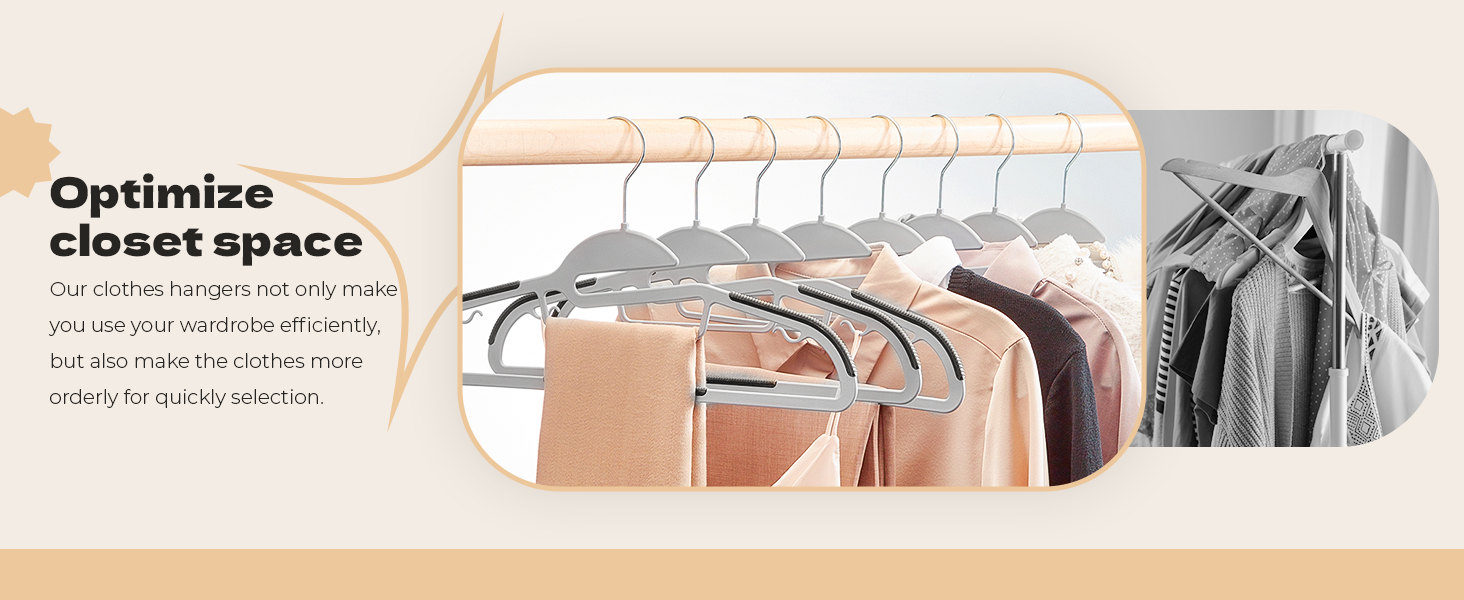 20 шт. Плечі для одягу HOUSE DAY з пластику - протиковзкі, для мокрого та сухого одягу, обертаються на 360°, міцні, сірі (з чорною гумовою смугою)