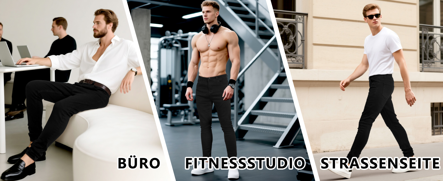 Чоловічі джинси GINGTTO Slim Stretch Skinny чорні 34W/32L