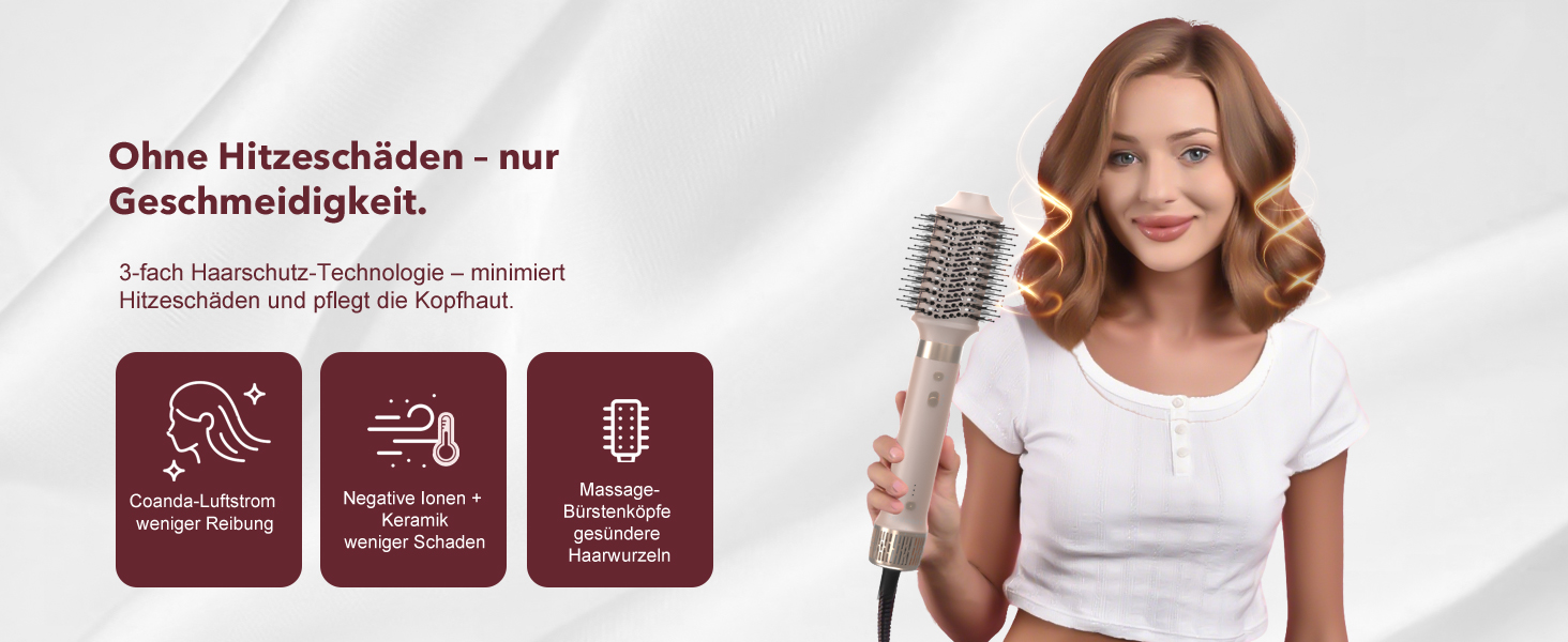 Airstyler 6-в-1: Фен, плойка, об'єм, локони, випрямлення. Рожевий (Champagnerfarben)