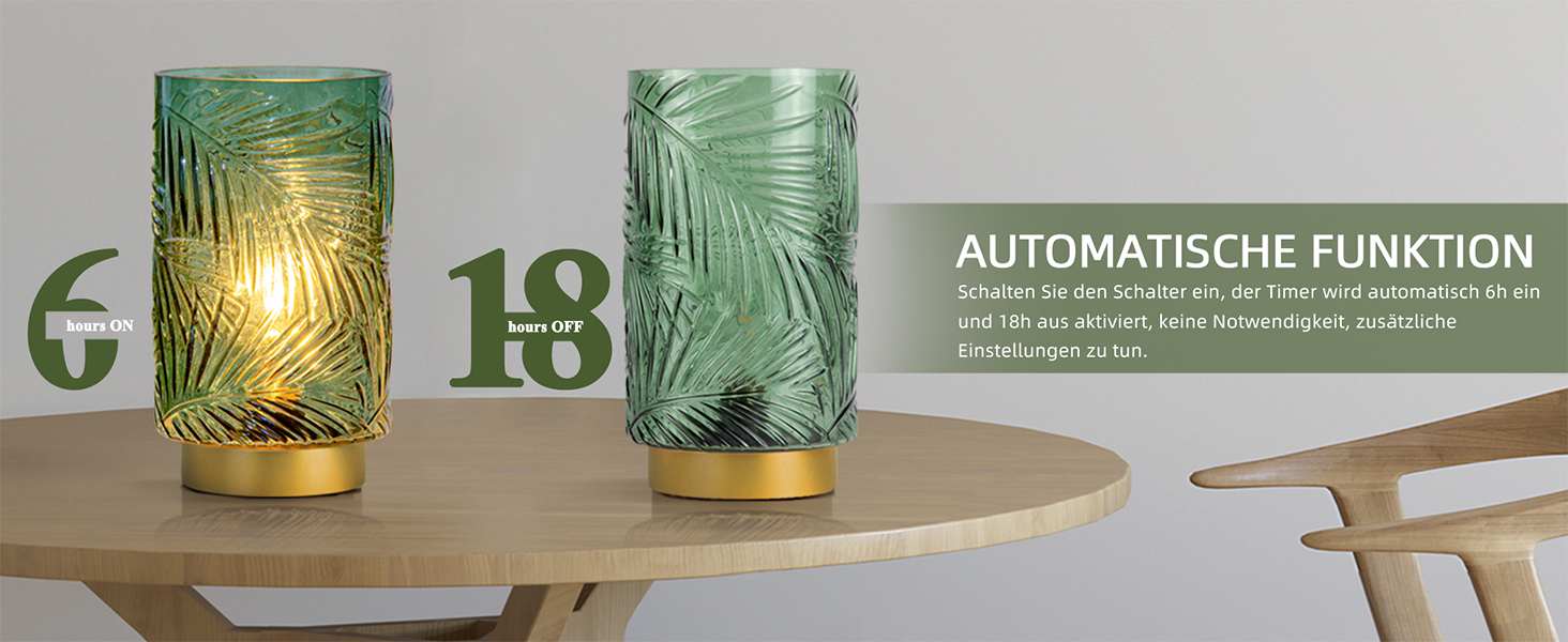 Настільна лампа MJ PREMIER акумуляторна LED з сенсорним вимикачем, регульована яскравість, скло, USB зарядка, аварійна лампа, зелена