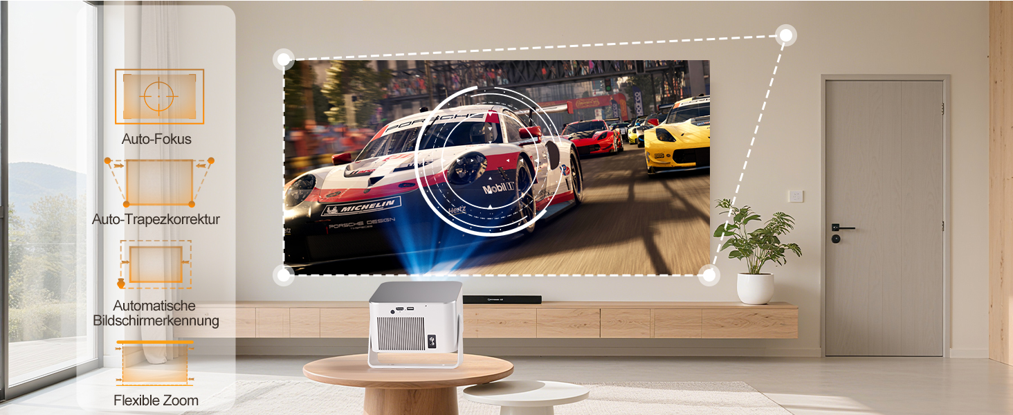 Magcubic Mini Beamer 4K/8K: Портативний проєктор з Android 14, WiFi 6, Bluetooth 5.4, автофокусом та 12W динаміком. Модель HY350MAX