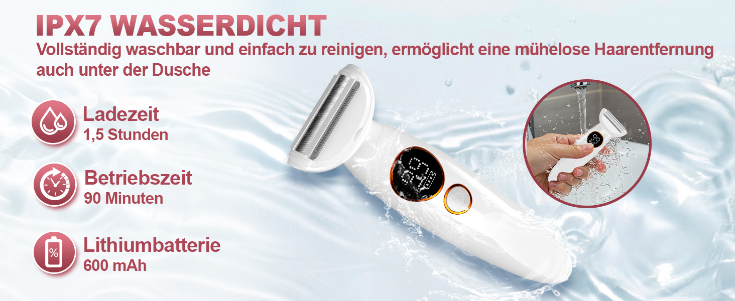 Електричний жіночий тример 5-в-1: для тіла, обличчя, брів та носа. Вологостійкий (IPX7) з USB-станцією.