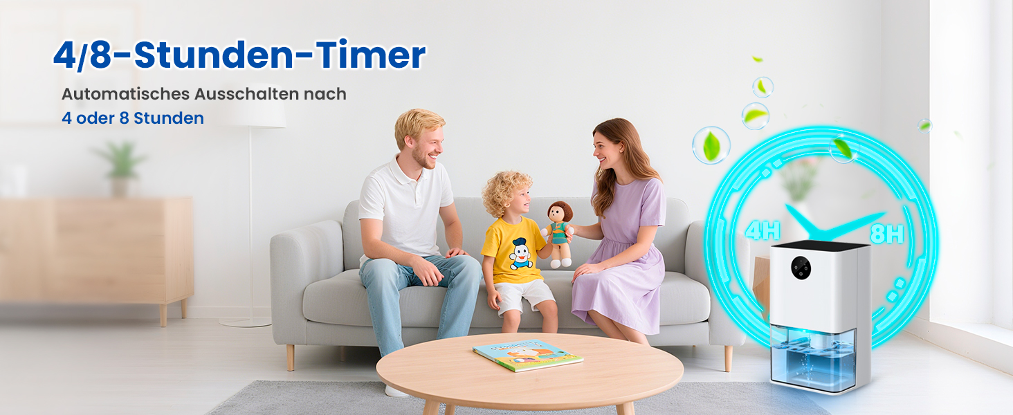 Електричний осушувач повітря для підвалу та квартири: 1800 мл, з таймером, нічним світлом, автоматичним відтаванням, тихий режим, 7 кольорів