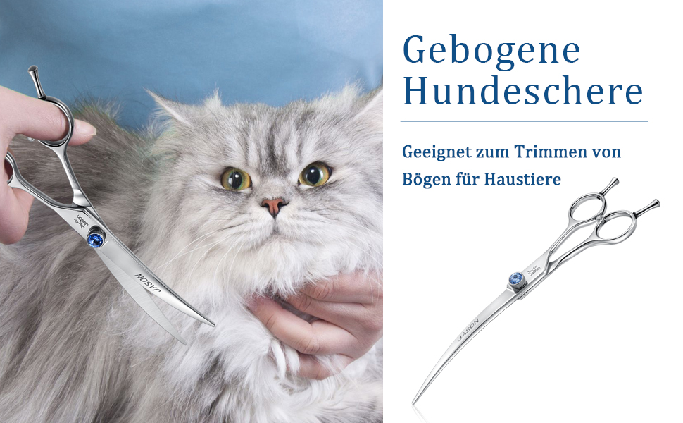 Професійна вигнута ножиці для грумінгу собак JASON 7' - ножиці для витончення шерсті, з японської сталі 440C (21 зуб), для професійного догляду за собаками
