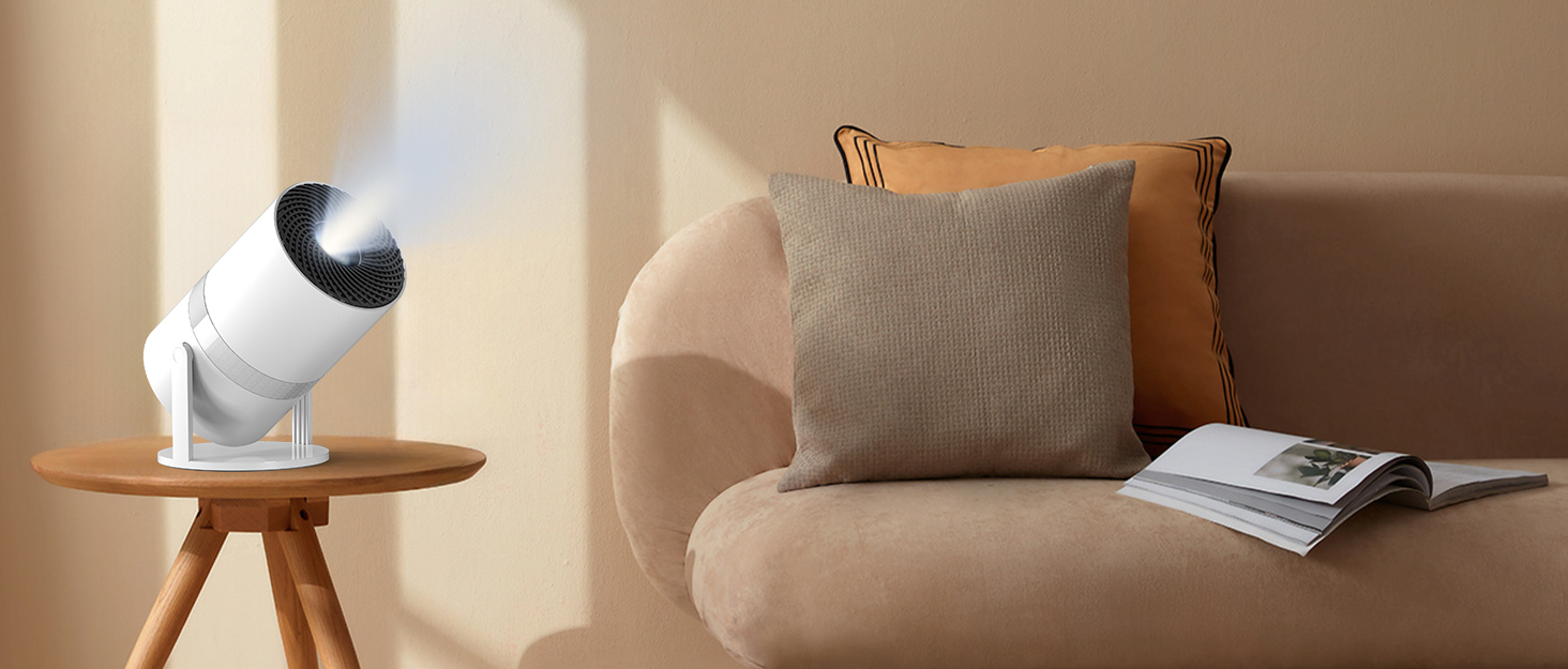 Міні проектор Beamer з автотрапецеїдною корекцією, Android OS, поворот 210°, WiFi 6, Bluetooth, 50% Zoom, Full HD 1080P для дому та на вулицю (сумісний з: смартфоном, Fire TV Stick, ноутбуком, HDMI, USB)