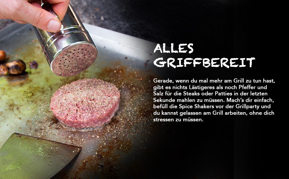 Набір для приготування бургерів DREIBERG® з нержавіючої сталі (9 предметів): шпатель, дзвоники для плавлення сиру, прес, сматчер, дозатор спецій, рецепти та папір для випікання