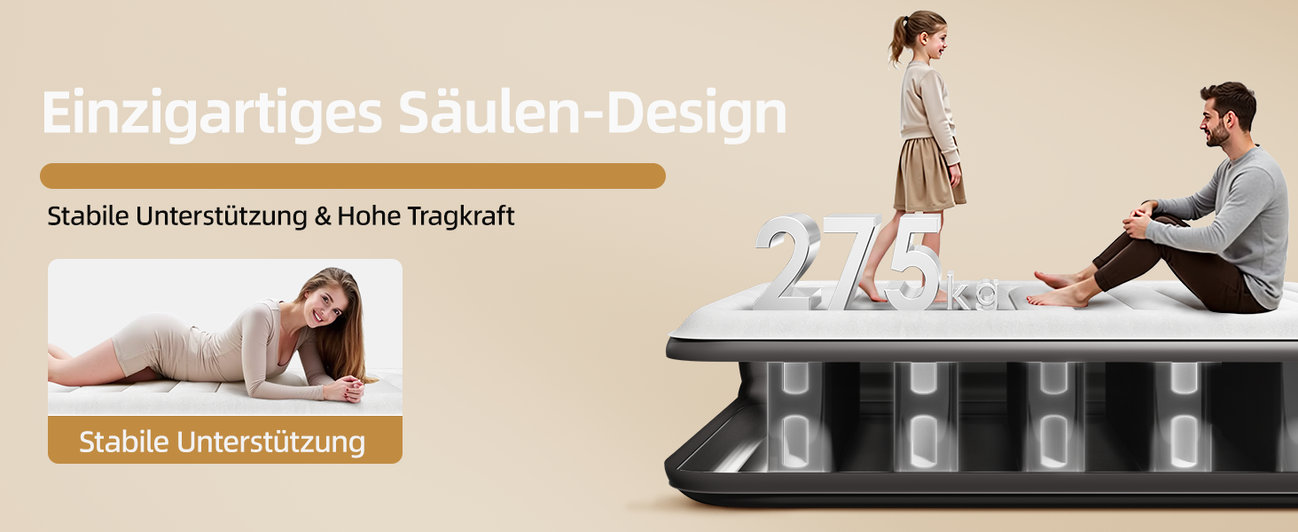 Надувне ліжко CHILLSUN® з електричним насосом, 203x152x46 см, для кемпінгу та гостей (подвійне)