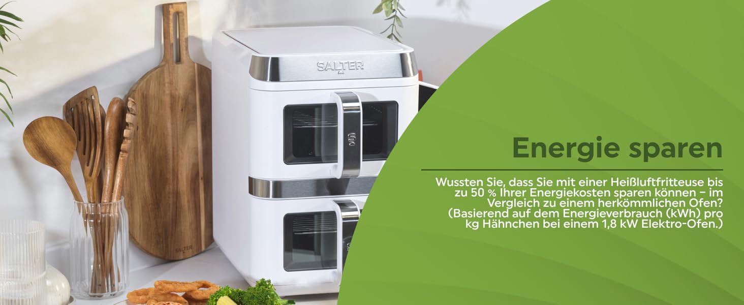 Фритюрниця Salter VertiCook View з вертикальною подвійною шухлядою, 9л, 12 функцій, без PFAS