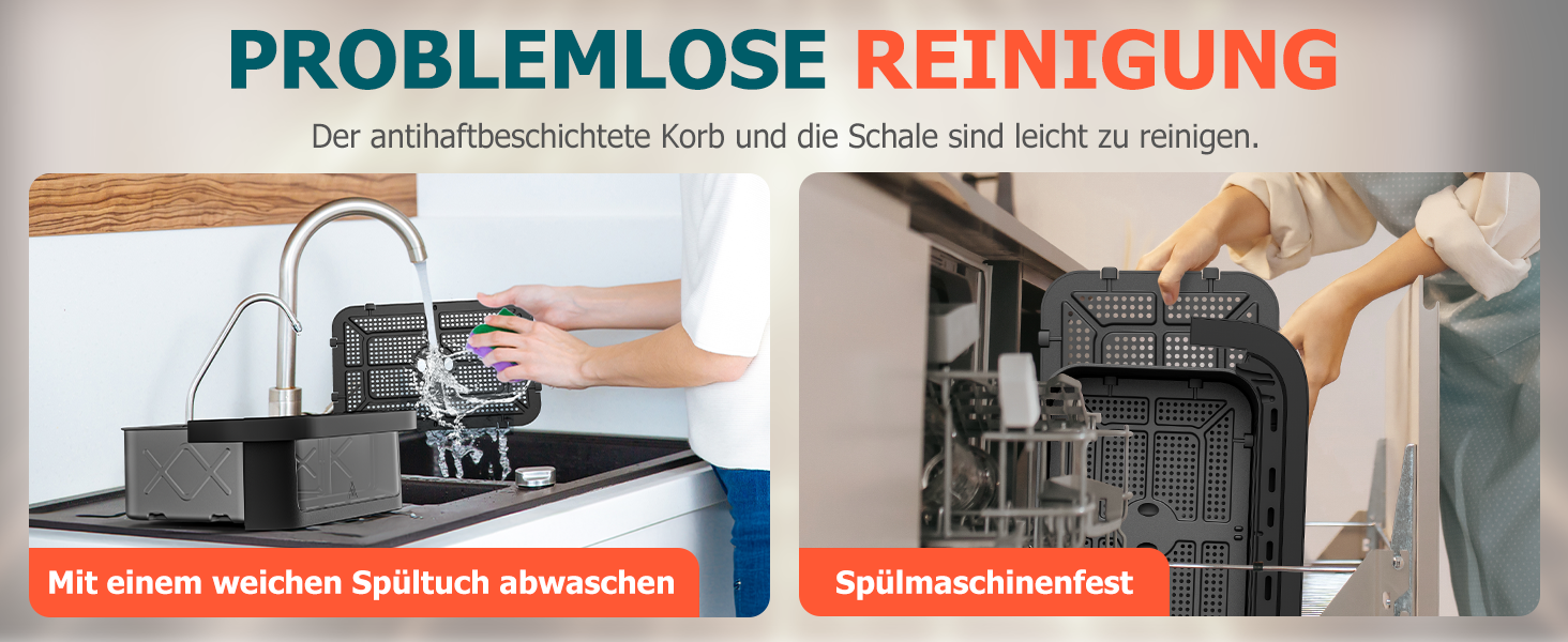 Електрична фритюрниця без олії, 12L, з подвійним відсіком, сенсорний екран, 10 програм, чорна