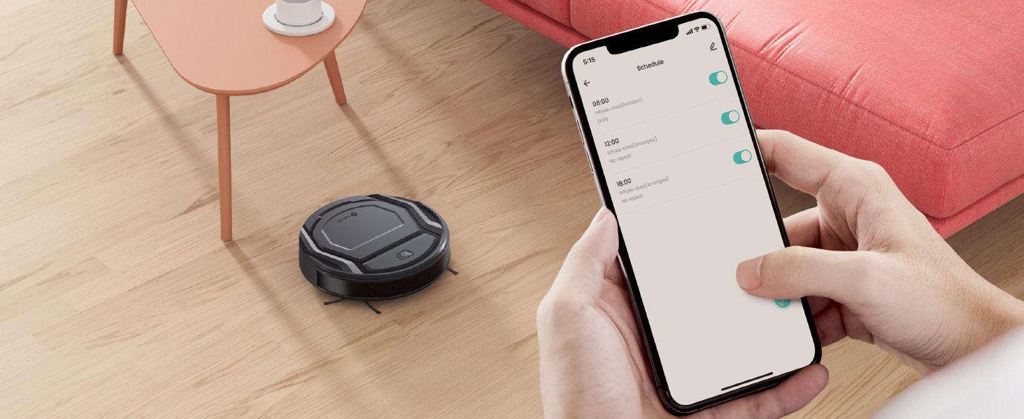 Робот-пилосос LEFANT M210P: потужність 2200Pa, Wi-Fi, Bluetooth, керування через додаток, 6 режимів, автоматична зарядка, ідеальний для шерсті тварин та твердих підлог