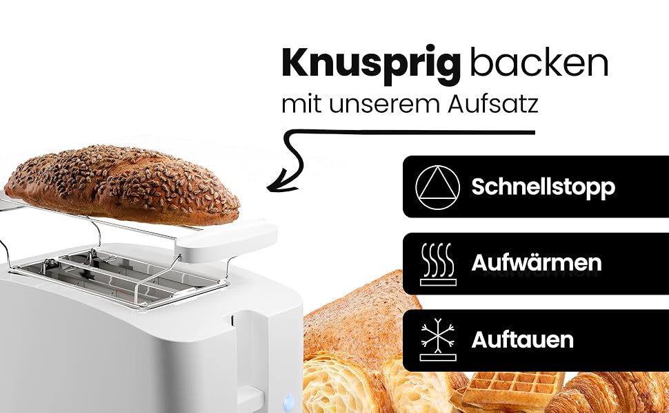 Тостер Bomann TA 6065 CB білий: 2 відділення, підставка для бургерів, функція підйому, розморожування та підігріву | Модель 2024