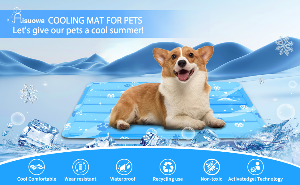 Охолоджуючий килимок для собак та котів з нетоксичним гелем, самоохолоджуючий, зносостійкий, синій, 50*90 см
