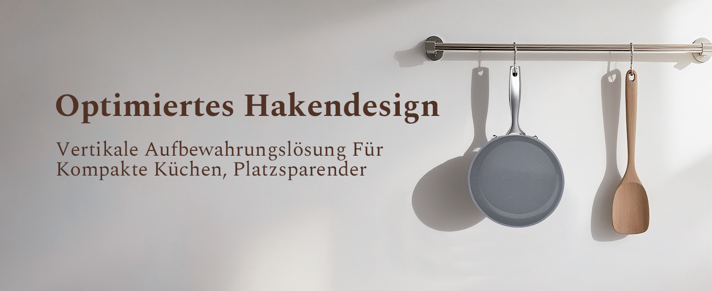 Набір сковорідок Koch Kode: керамічне покриття, 20/24/28 см, з нержавіючою ручкою, для індукційних плит, без PTFE та PFOA, безпечне для здоров'я, бежевий (20 см)