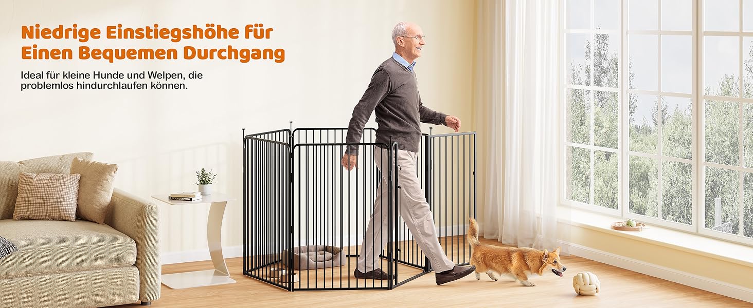 Вольєр для цуценят Yaheetech 24-секційний з замком, тихі труби, захист для підлоги, посилені металеві дроти, 80 см, для квартири та саду