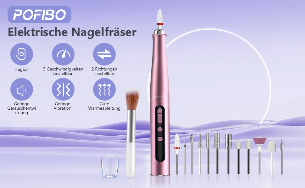 Бездротовий фрезер для нігтів 35000 об/хв - професійний набір для манікюру та педикюру, електрична машинка для гелю та акрилу, рожевий