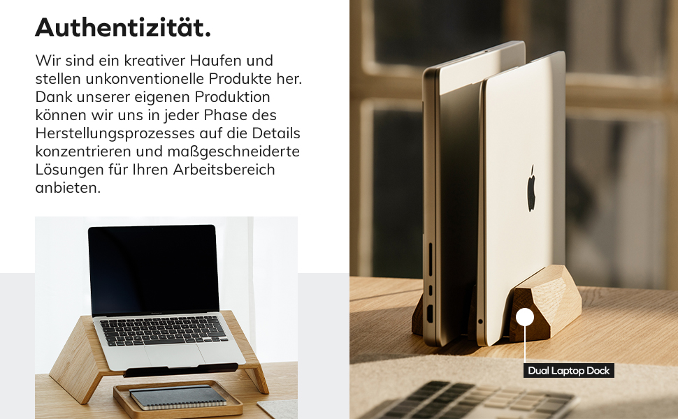 Oakwood Adjustable Wooden Laptop Stand - Desk Dock for MacBook Pro, MacBook Air, iPad - Walnut & Oak Wood, Handmade
