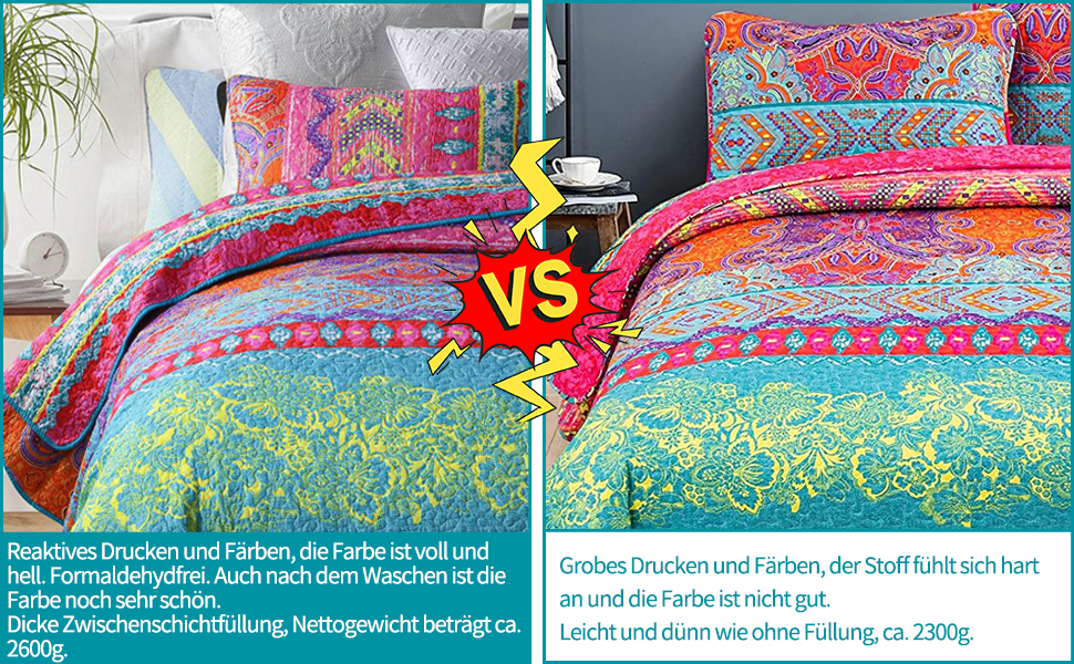 Qucover Daybed Cover 150 x 200 cm Colorful Quilted Microfiber Throw Blanket Bedspread for Single Bed Sofa Cover Boho Indian Exotic Boho-3 150X200cm