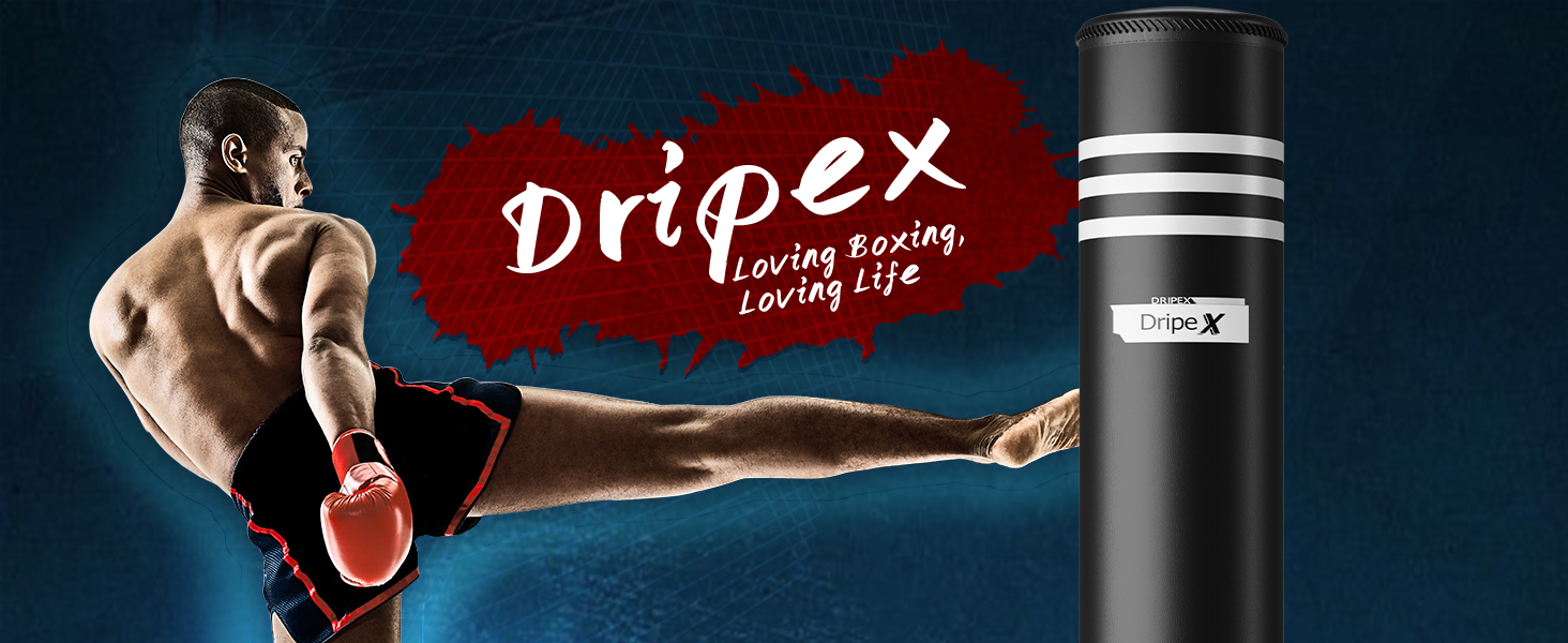 Стенд-боксерський мішок Dripex для дорослих, MMA, бокс, тренування, важкий, з сорбентом, чорний