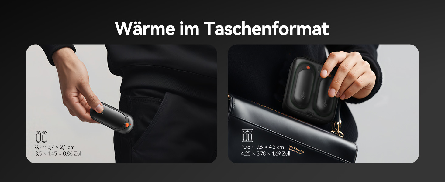 Електричні грілки для рук 2 шт. з акумулятором 2000mAh, повербанк 10000mAh, 5 температурних режимів, USB, до 24 годин, для дітей, чоловіків, жінок (чорний, компактний)