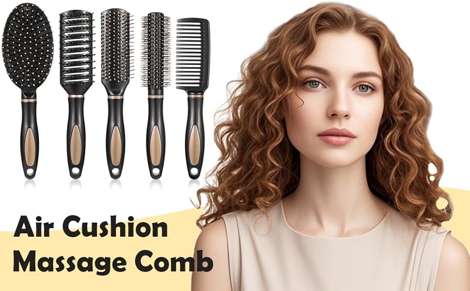 Набір гребінців для волосся 5 шт., антистатичні, масажні, для жінок та чоловіків, для всіх типів волосся