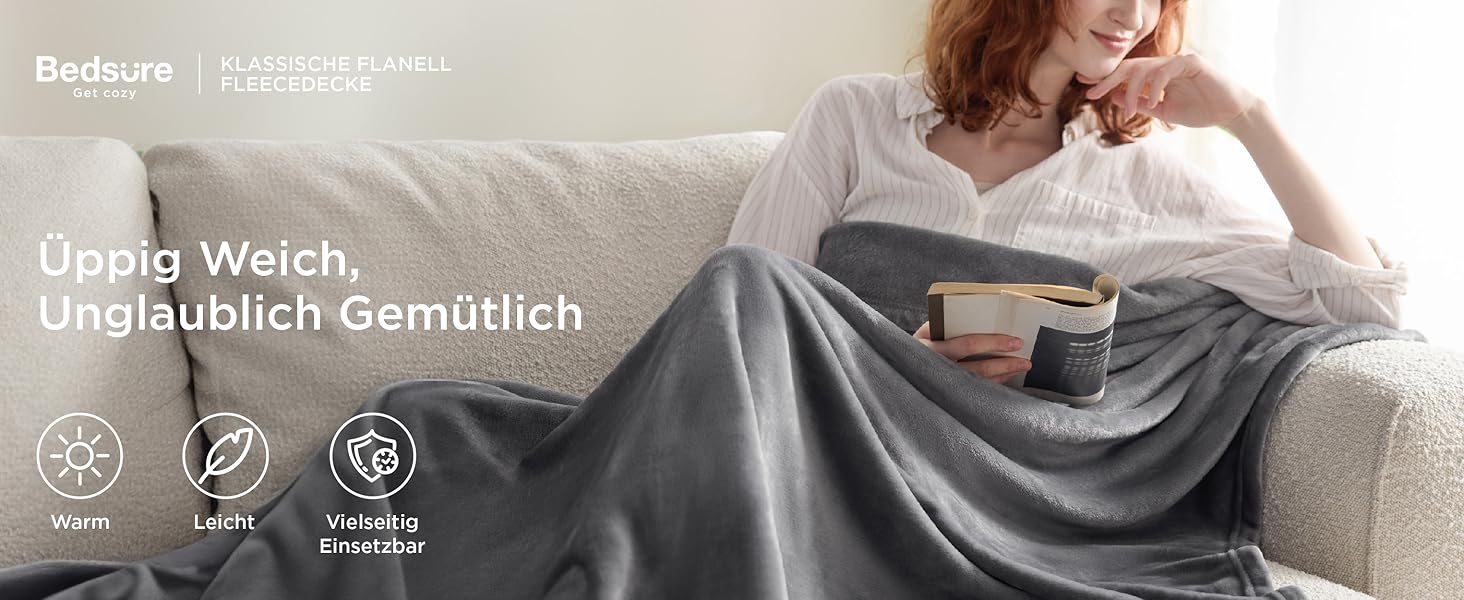 BEDSURE Флаєцева ковдра - тепла зимова ковдра, велика, 220x240 см, сіра. Ковдра для дивана, плед, тепла та м'яка ковдра для дому.